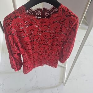 Dolce & Gabbana Red Lace Blouse